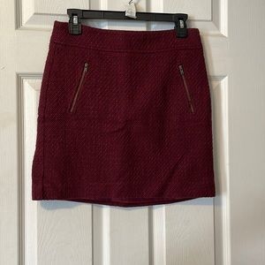 LOFT mini maroon work skirt with pocket detail